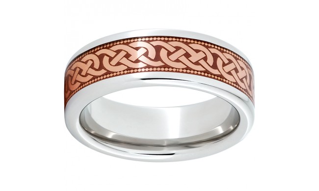 Serinium Pipe Cut Band with Copper Inlay and 3 Knot Milgrain Laser Engraving