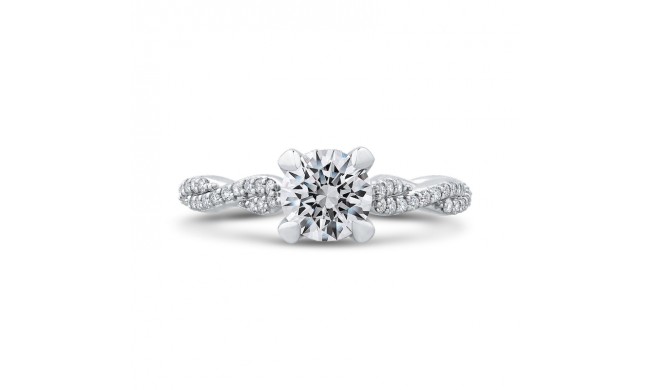 Shah Luxury 14K White Gold Round Diamond Floral Engagement Ring with Criss-Cross Shank (Semi-Mount)