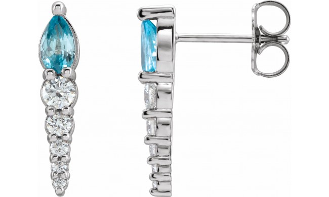 14K White Blue Zircon & 1/4 CTW Diamond Earrings