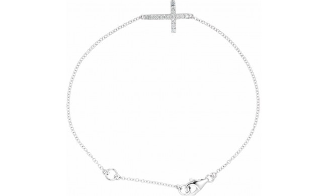 14K White 1/5 CTW Diamond Sideways Cross 8 Bracelet