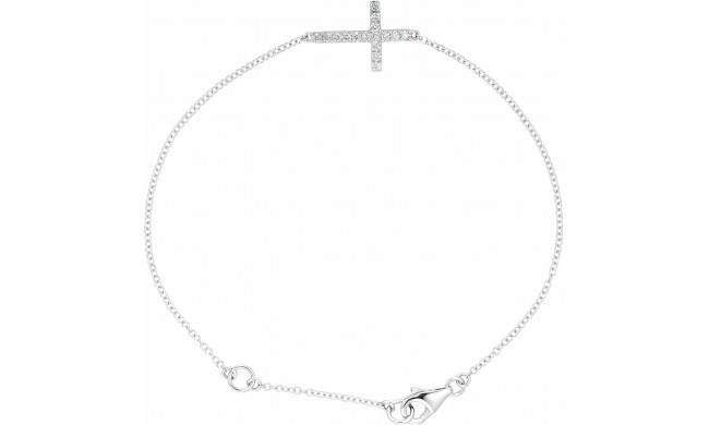 14K White 1/5 CTW Diamond Sideways Cross 8 Bracelet