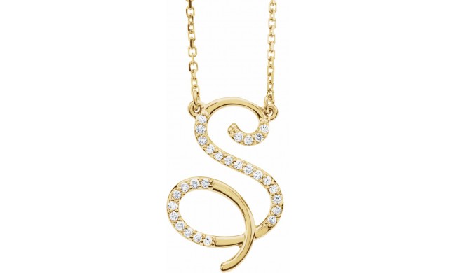 14K Yellow 1/8 CTW Diamond Initial S 16 Necklace