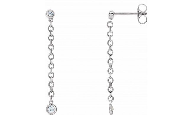 14K White 1/5 CTW Diamond Bezel Set Chain Earrings