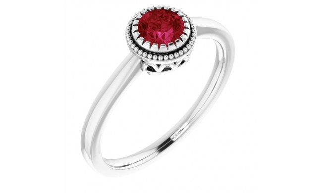 14K White Ruby July Birthstone Ring