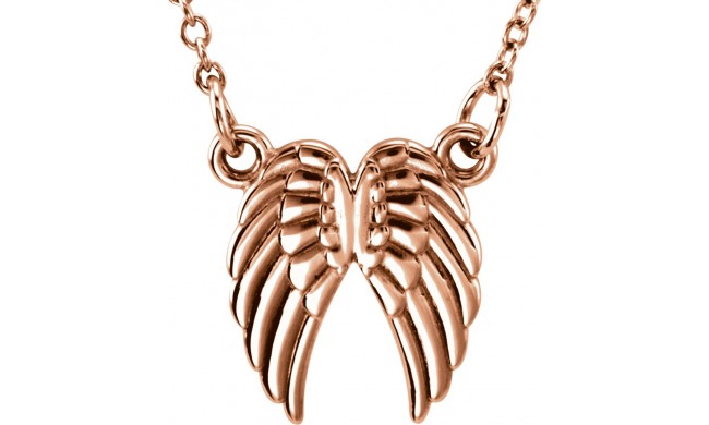 14K Rose Tiny Poshu00ae Angel Wings 16-18 Necklace