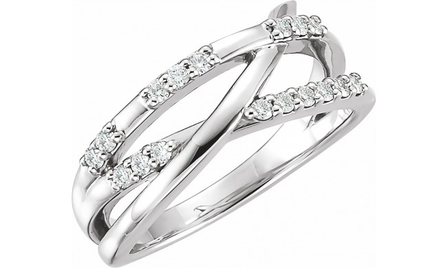 14K White 1/4 CTW Diamond Criss-Cross Ring