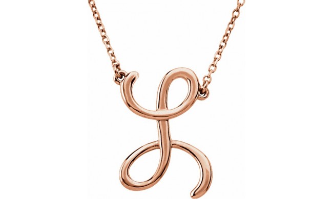 14K Rose Script Initial L 16 Necklace