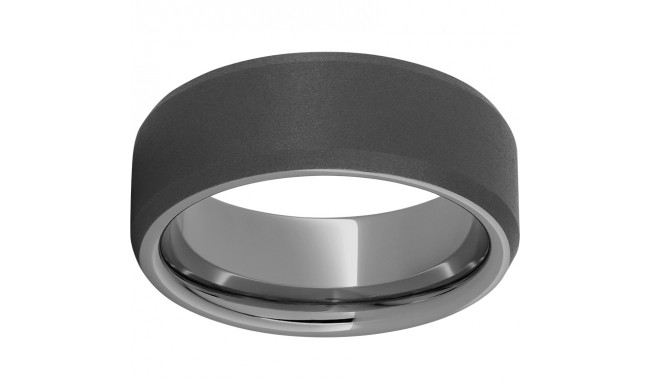 Rugged Tungsten  8mm Beveled Edge Band with Sandblast Finish