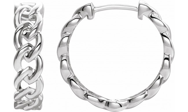 14K White 19.6 mm Chain Link Hoop Earrings