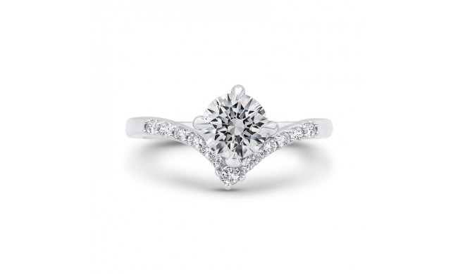Shah Luxury 14K White Gold Round Cut Diamond Engagement Ring (Semi-Mount)