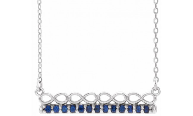 14K White Blue Sapphire Infinity-Inspired Bar 18 Necklace