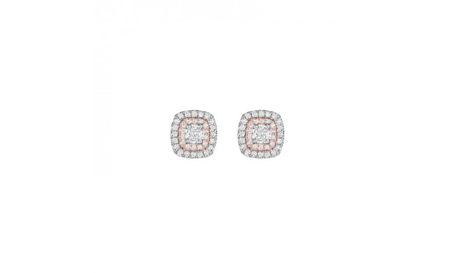 Henri Daussi Rose Platinum Diamond Stud Earrings