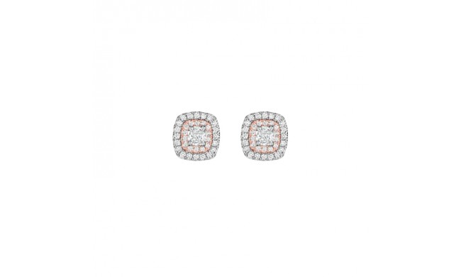 Henri Daussi Rose Platinum Diamond Stud Earrings