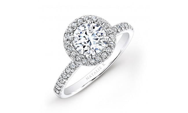 18k White Gold Pave Halo Diamond Engagement Ring