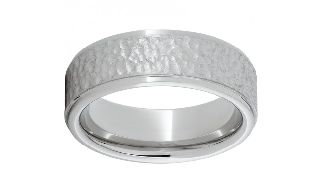 Serinium Flat Band with Grooved Edges and Hammer Finish