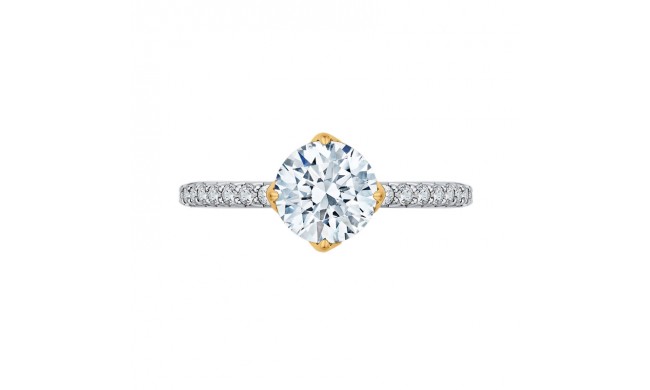Shah Luxury 14K Two-Tone Gold Round Diamond Floral Engagement Ring (Semi-Mount)