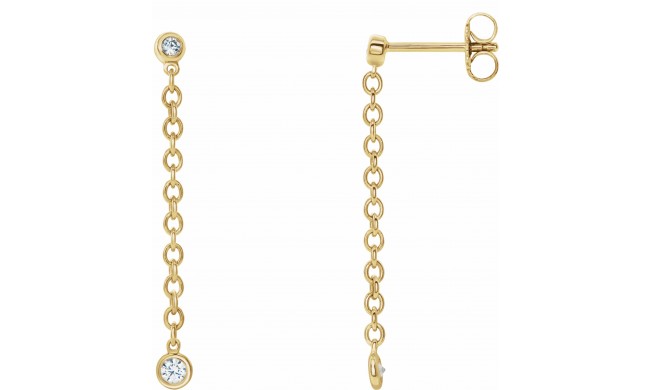 14K Yellow 1/5 CTW Diamond Bezel Set Chain Earrings