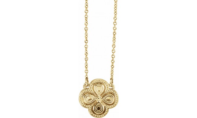 14K Yellow 18 Clover Necklace