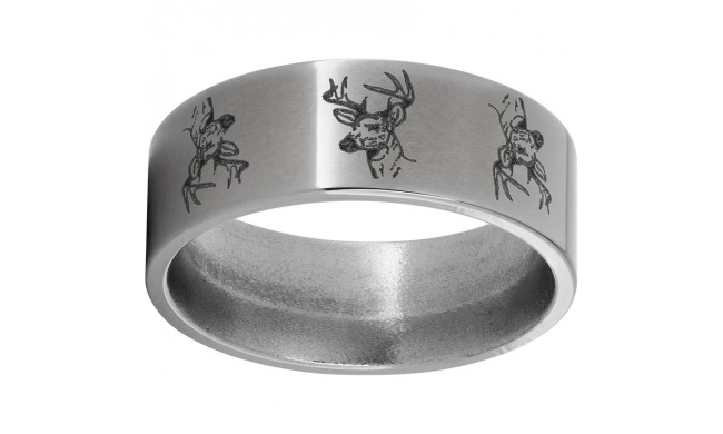 Titanium Flat Band with Deerhead Laser Engraving