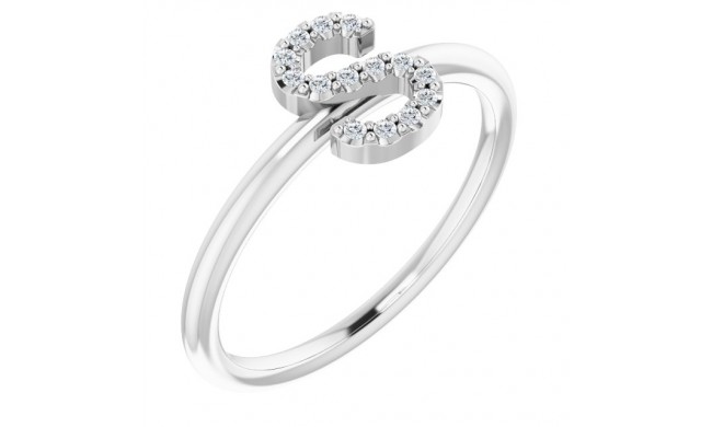 14K White .07 CTW Diamond Initial S Ring