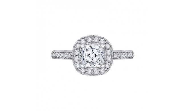 Shah Luxury 14K White Gold Cushion Diamond Halo Engagement Ring (Semi-Mount)