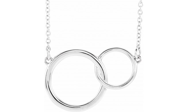 Platinum 20x14 mm Interlocking Circle 16-18 Necklace