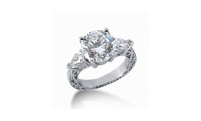 14k White Gold Diamond Semi-Mount 3 Stone Engagement Ring