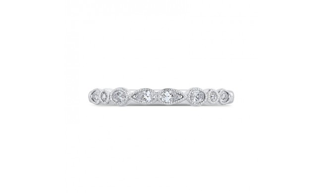Shah Luxury 14K White Gold Pear Oval and Round Diamond Wedding Band