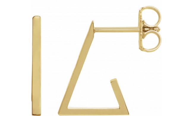 14K Yellow Triangle Hoop Earrings