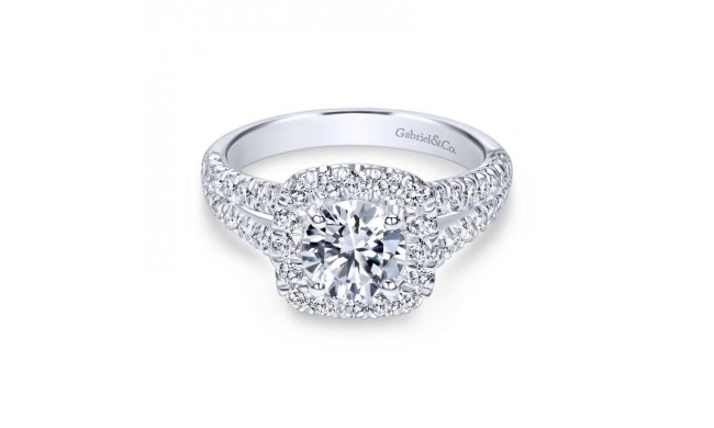 Gabriel & Co. 14k White Gold Contemporary Halo Engagement Ring