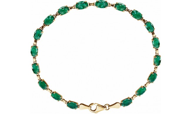 14K Yellow Lab-Grown Emerald 7.25 Bracelet