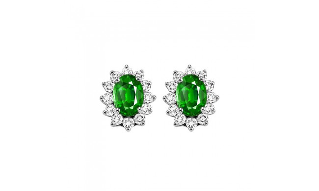 Gems One 14Kt White Gold Diamond (3/8Ctw) & Emerald (7/8 Ctw) Earring