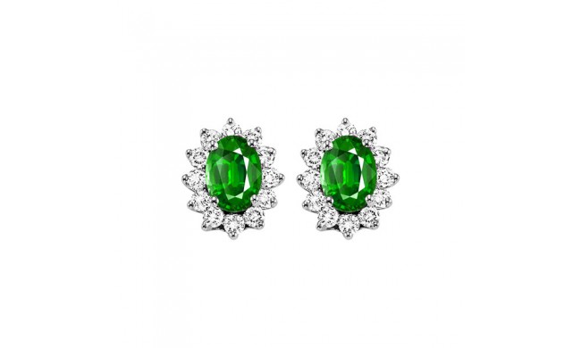 Gems One 14Kt White Gold Diamond (3/8Ctw) & Emerald (7/8 Ctw) Earring
