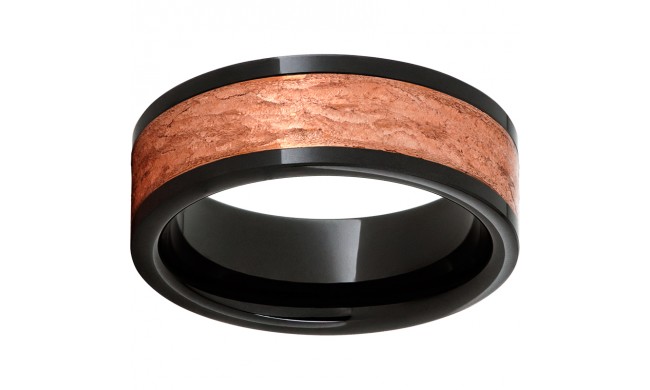 Black Diamond Ceramic Pipe Cut Band with a 5mm Copper Inlay and Bark Finish