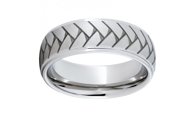 Serinium Domed Grooved Edge Band with Weave Laser Engraving