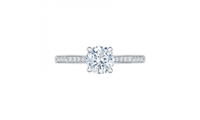 Shah Luxury 14K White Gold Round Diamond Solitaire with Accents Engagement Ring (Semi-Mount)