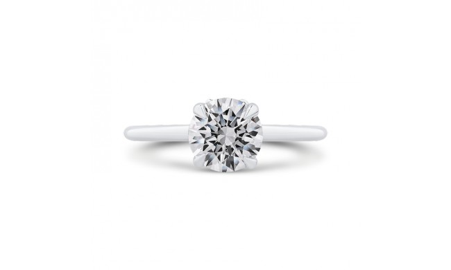 Shah Luxury 14K White Gold Round Cut Diamond Solitaire Plus Engagement Ring (Semi-Mount)