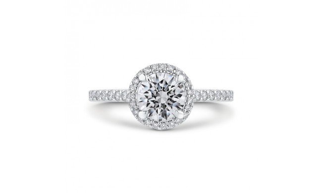 Shah Luxury Round Diamond Halo Engagement Ring In 14K White Gold (Semi-Mount)