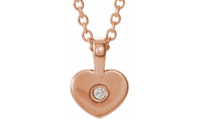 14K Rose .01 CT Diamond Youth Heart 16 Necklace