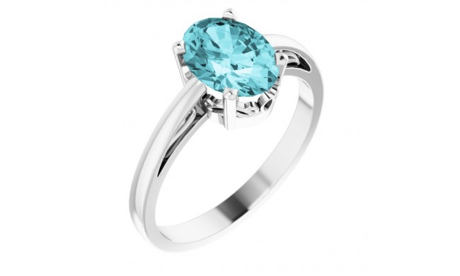 14K White Blue Zircon Ring