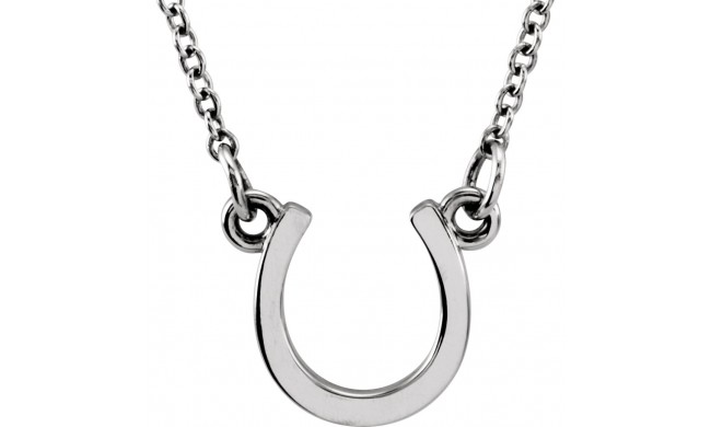 14K White Tiny Poshu00ae Horseshoe 16-18 Necklace