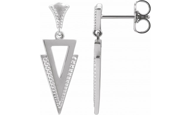 14K White Geometric Dangle Earrings