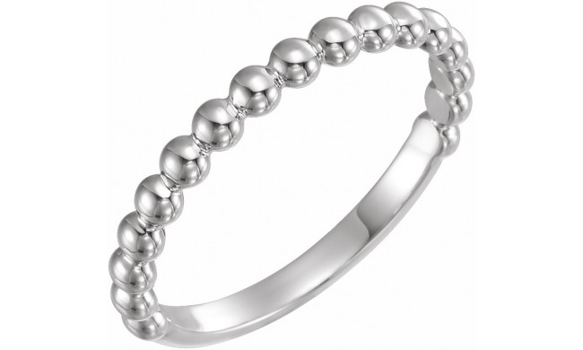 14K White Stackable Beaded Ring