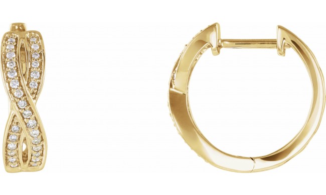 14K Yellow 1/5 CTW Diamond Infinity-Inspired Hoop Earrings
