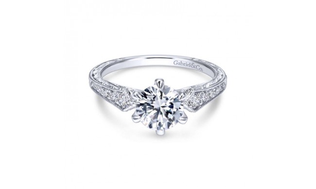 Gabriel & Co. 14k White Gold Victorian Straight Engagement Ring