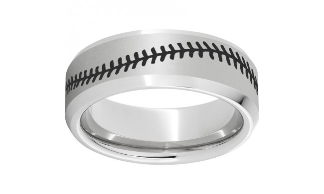Serinium Beveled Edge Band with Laser Satin and Laser Baseball Finish