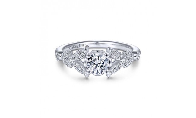 Gabriel & Co. 14k White Gold Victorian Split Shank Engagement Ring