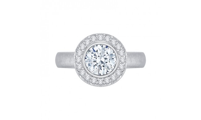 Shah Luxury 14K White Gold Round Diamond Halo Engagement Ring (Semi-Mount)