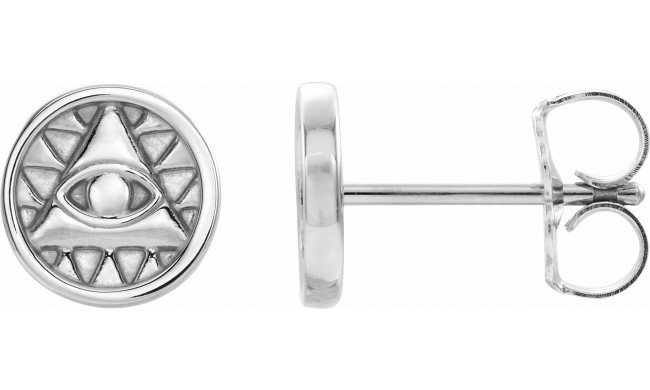 14K White Eye of Providence Earrings