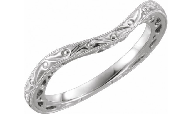 14K White Design-Engraved Band